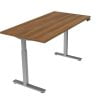 Orthographic view of an Offices to Go height adjustable table-desk. The tabletop uses an Autumn Walnut finish.