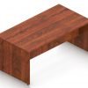 Orthographic view of an Offices to Go 96" wide collaboration table. It has an American Dark Cherry finish.
