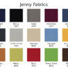 Composite image of the Jenny line of fabric choices from Global Furniture. There are a total of 15 different color choices.
